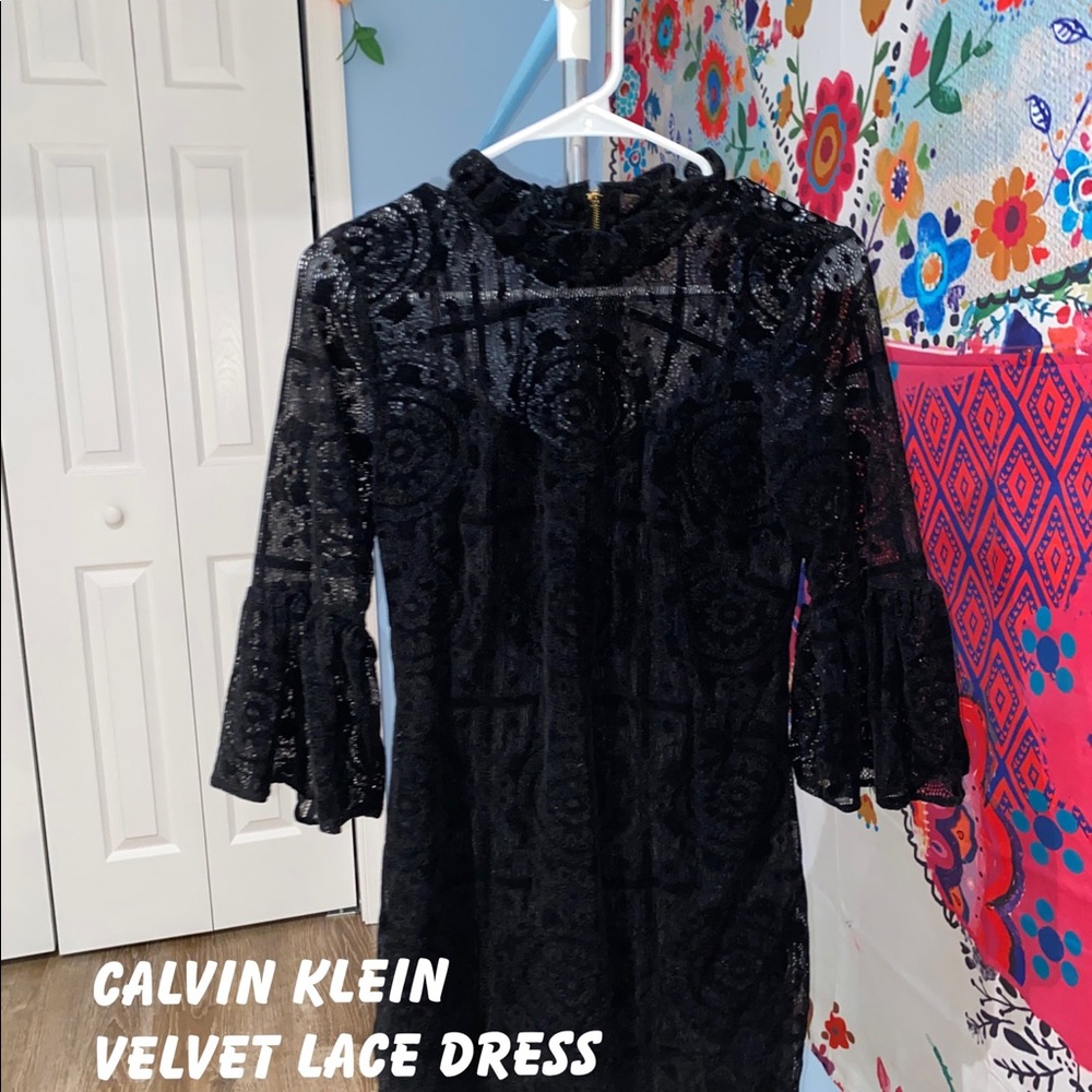 Calvin Klein Velvet Lace Dress